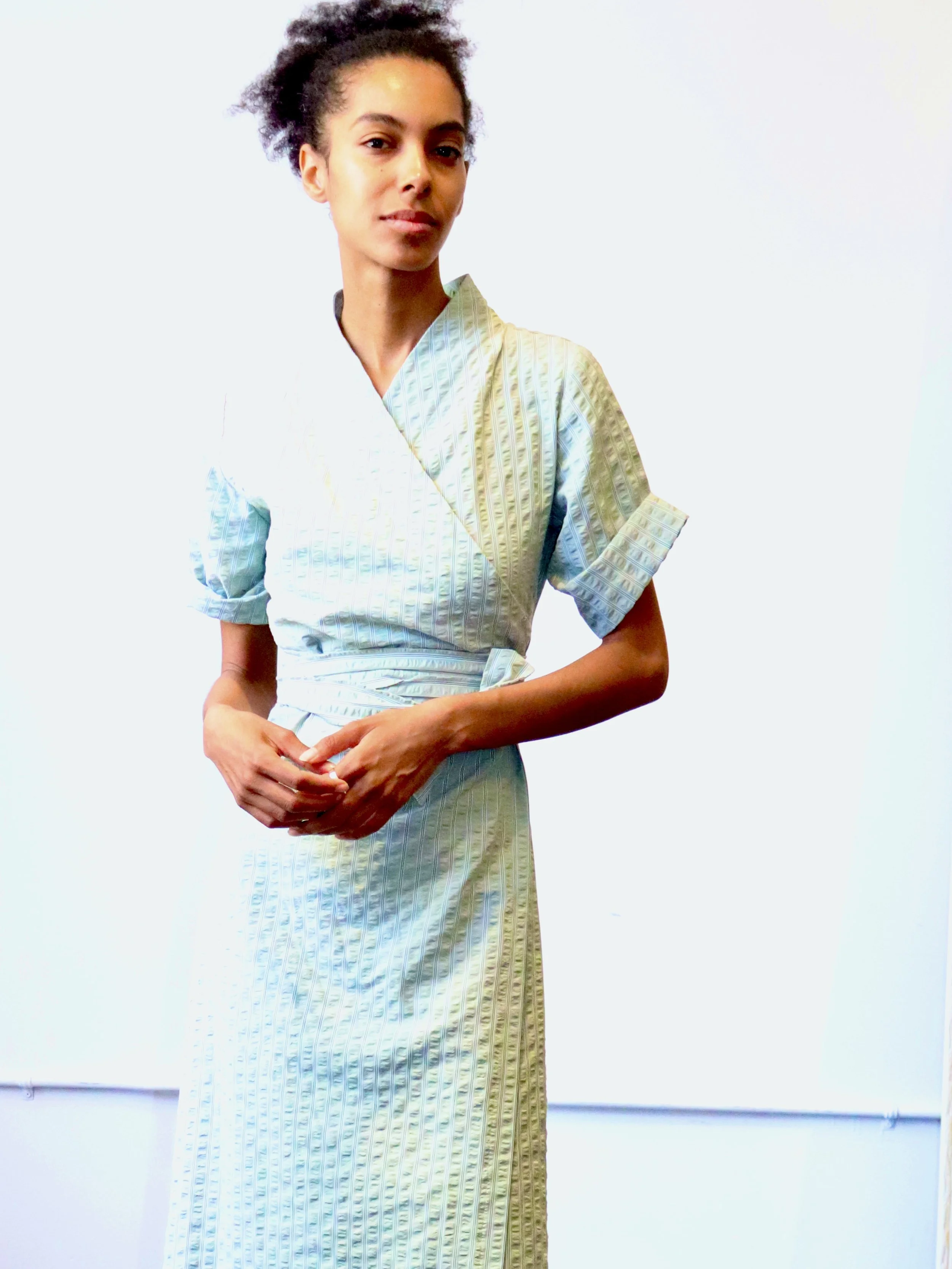 Kathy Kemp/ ANNA Seersucker Wrap Dress