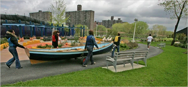 That same abandoned lot in 2007, now a the beautiful Hunts Point Riverside Park ( source )