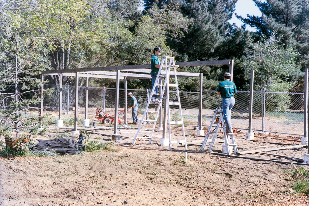 The beginning of the Watson Park Tree Bank shade structure.