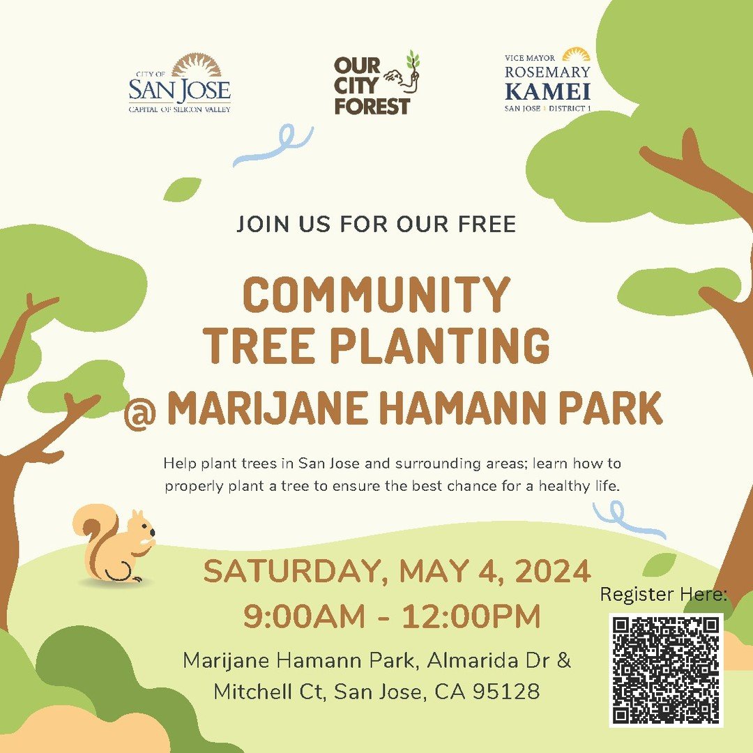 🌳Volunteers needed! Join us this Saturday at Marijane Hamann Park to help us plant trees!🌳
The event starts at 9 AM and ends at 12 PM. Scan the QR code to sign up, or visit our Eventbrite page at ourcityforest.eventbrite.com 
We hope to see you the