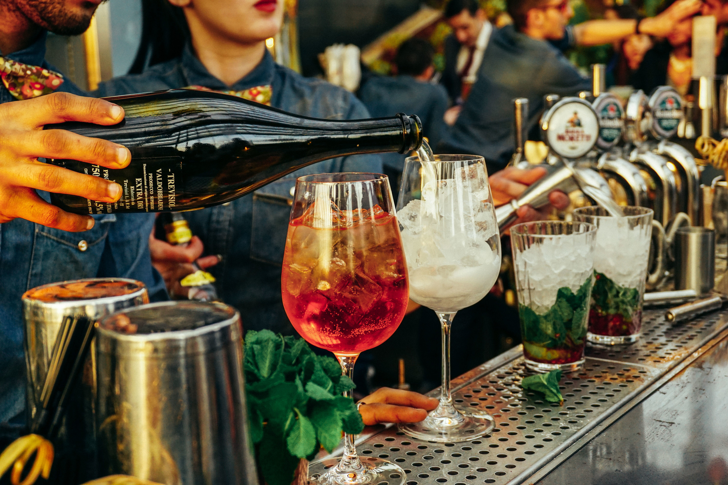 Making drinks at Sky Gardens at 20 Fenchurch Street.