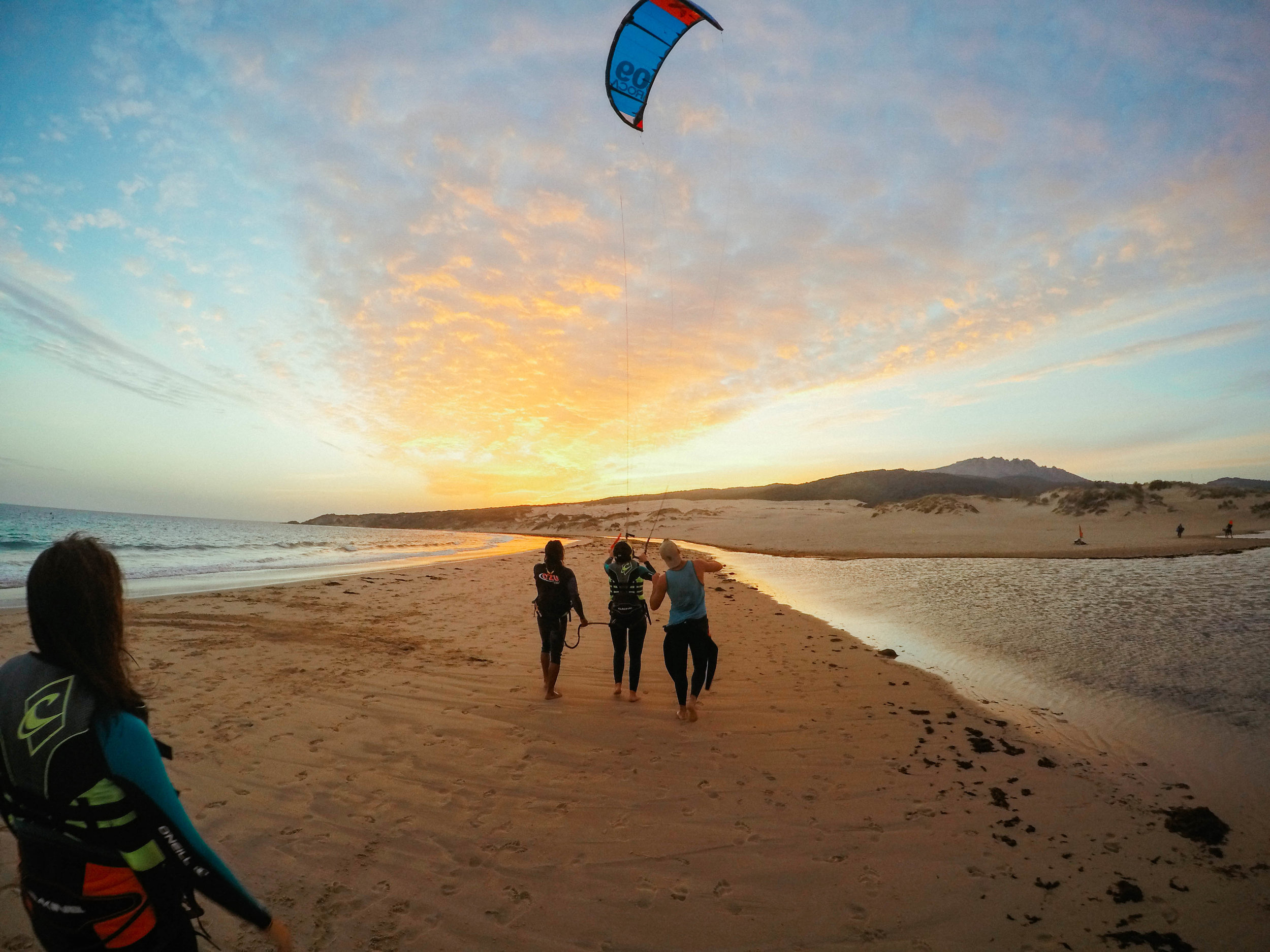 Kitesurfing Tarifa, Spain. GoPro Sunset.