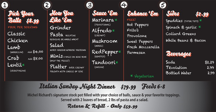 Balls Restaurant Menuboard