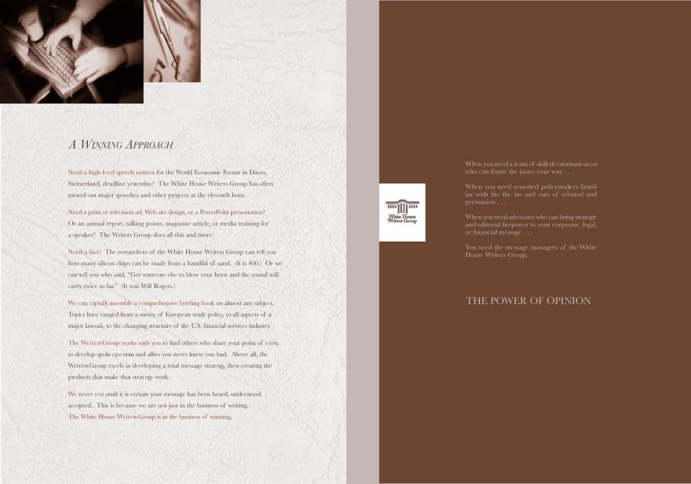 White House Writers Group Brochure