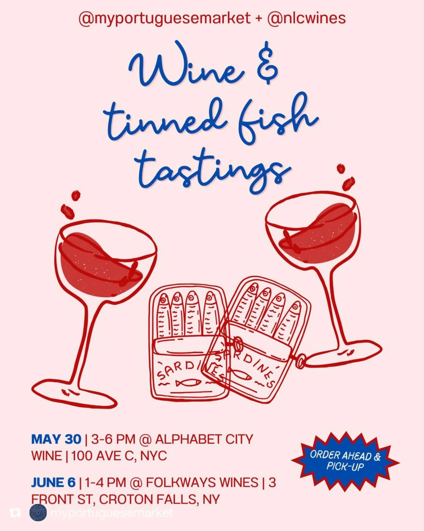 Repost from @myportuguesemarket
&bull;
NYers, feel like a weekend escapade? Take metro north straight to Croton Falls, and you&rsquo;ll find us right there @folkways.wines . Saturday 1-4pm will be all Portugal 🇵🇹❤️ Wine &amp; Tinned fish is now on 
