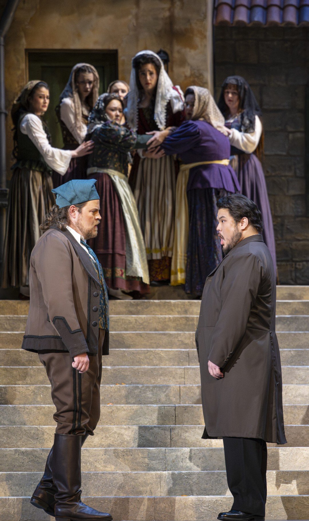   Turiddu (Christopher Olgesby) and Alfio (Kidon Choi) in  Cavalleria Rusticana , San Jose Opera  