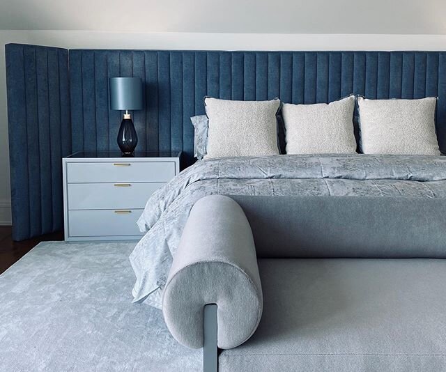 Our favourite shades of blue; a beautiful palette for this serene master bedroom. #silvanadaddaziodesign #silvanadaddazio #interiordesign #torontointeriordesign #design