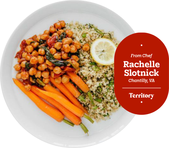 North African-Style Chickpeas with Apricot Glazed Carrots and Minted Quinoa