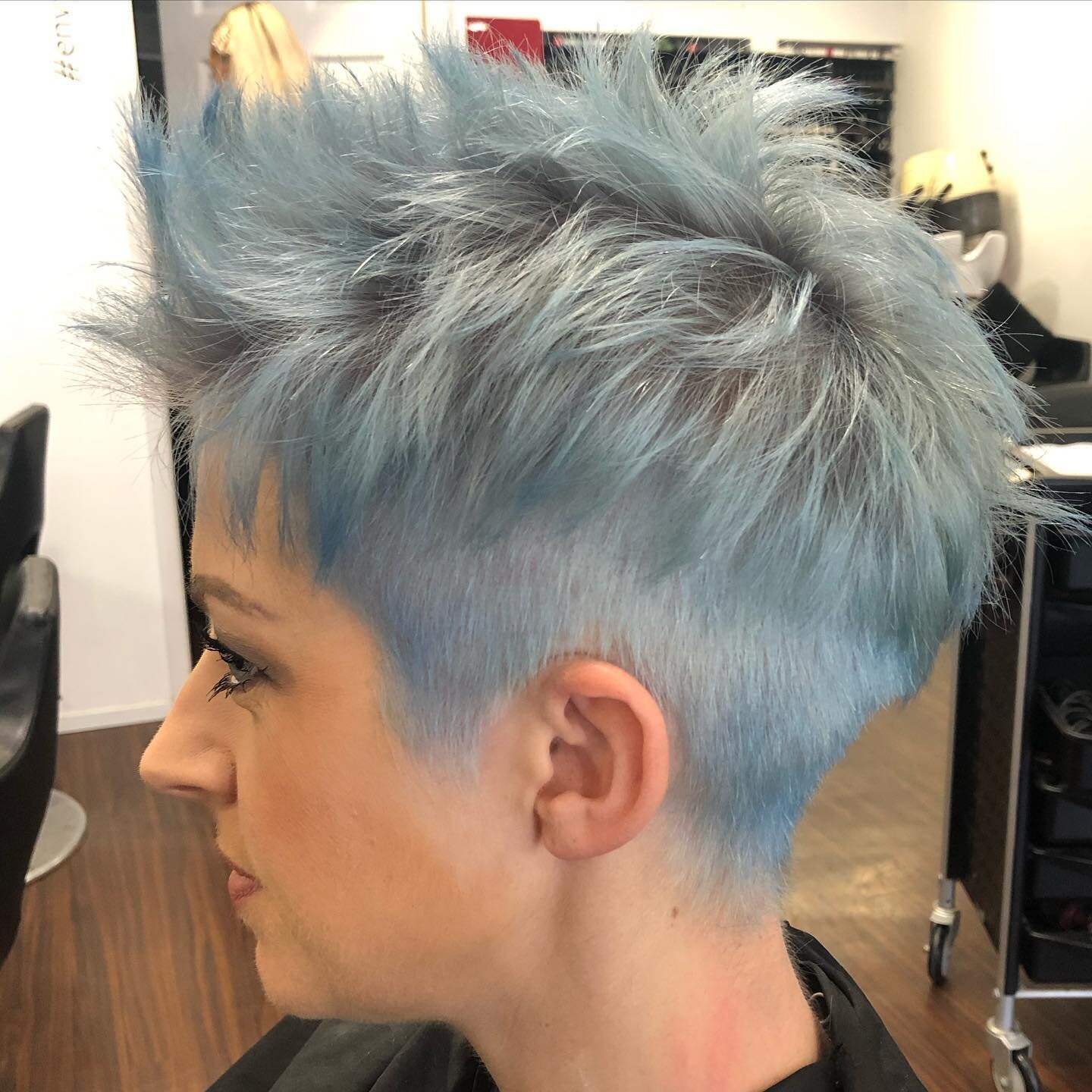 FEELING BLUE? Absolutely love this short blue crop. #happyhairdays #prelockdown #bluehair #plymstock #hairsalonplymstock #creativehaircolor