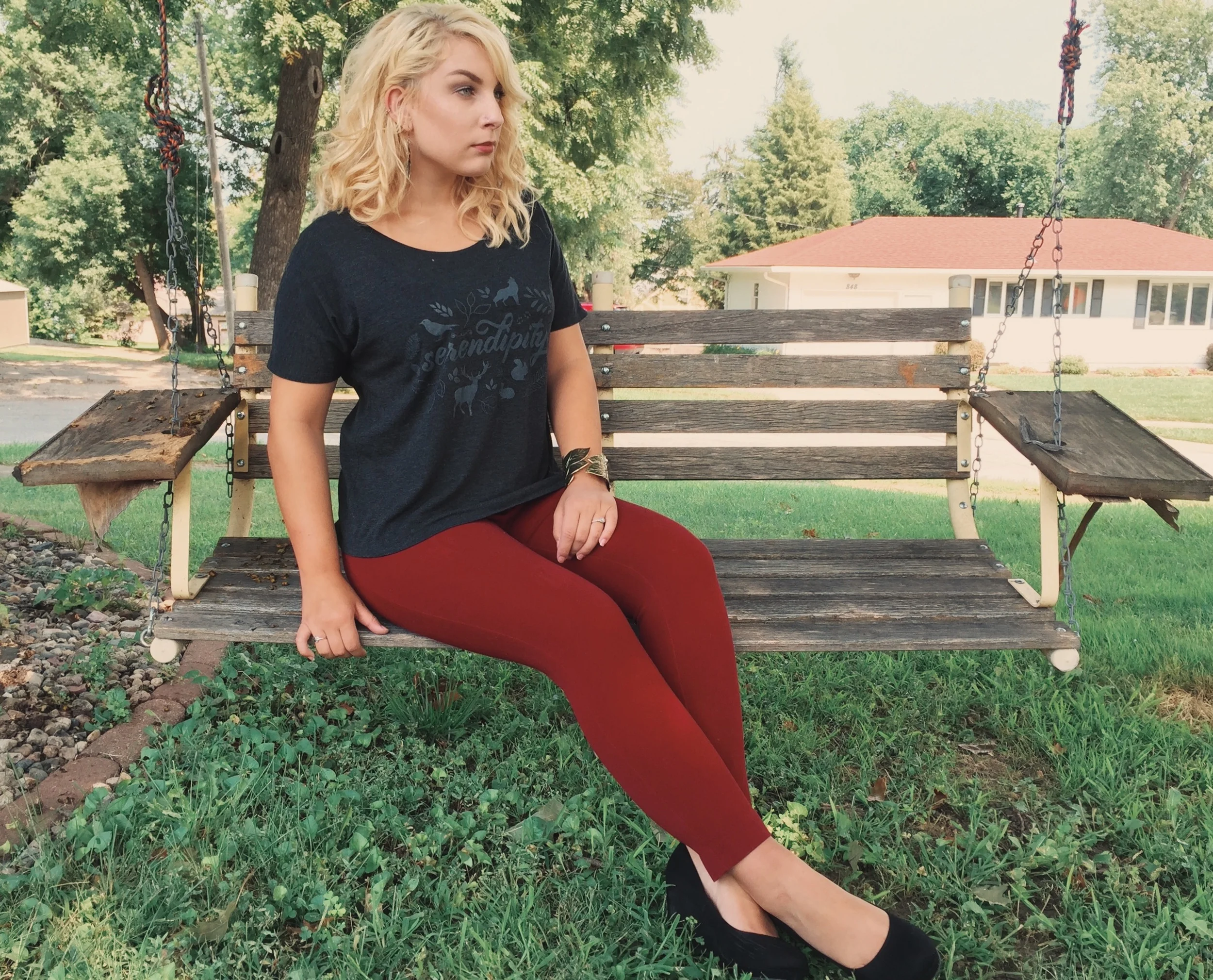Shirt: Serendipity Flowy Tee in Charcol S/S 15 Pants: Target Shoes: Rue 21 Bracelet: Urban Outitters Earrings: Forever 21