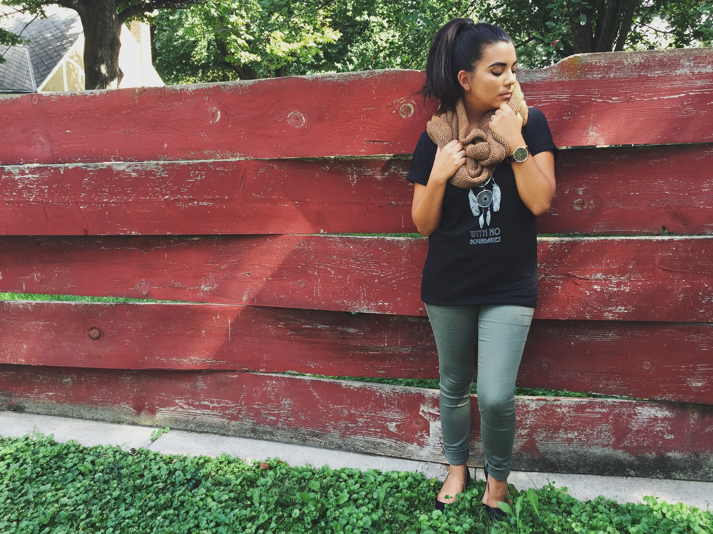 Shirt: Dreamer Tee in Black S/S 14 Jeans: Tillys Shoes: Forever 21 Scarf: H&M Watch: Nixon