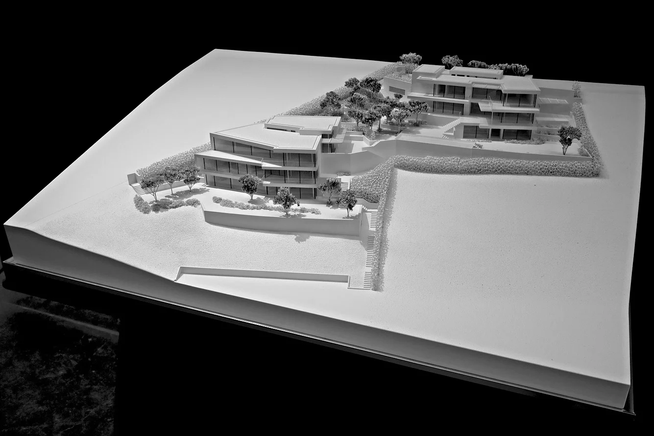  Zwei Einfamilienhäuser Modell 1/50  Architektur:&nbsp; Ghisleni | Planen | Bauen GmbH 