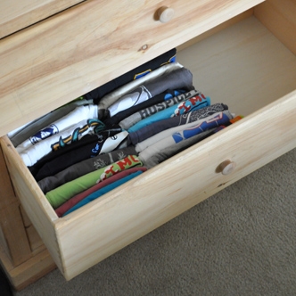 Organized t-shirt drawer