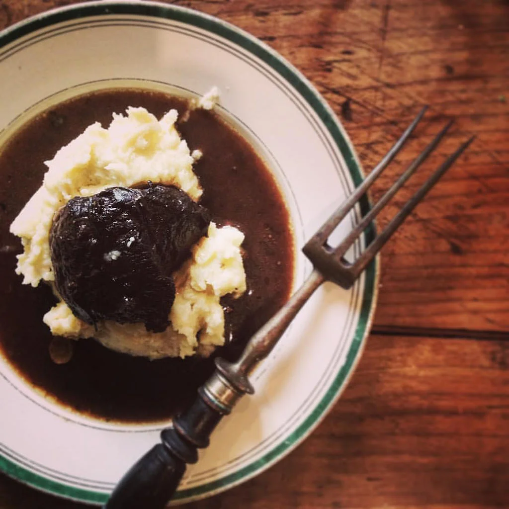 Braised Beef Cheeks and Dijon Mustard Mash
