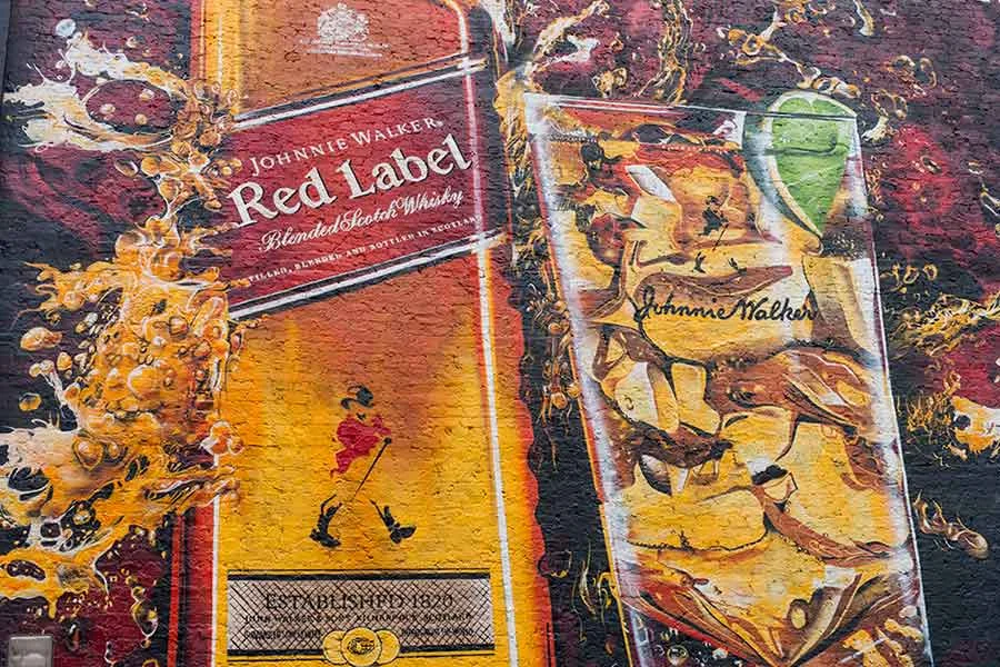 Johnnie Walker 絵画風 看板 ジョニーウォーカー 特大 油絵風看板 額縁 Johnnie Walker 絵画風看板