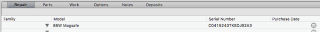 Put the item in the model field and the serial number in the serial number field.