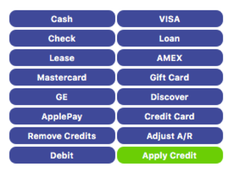 Apply any payments that the customer may have previously made to the order by going to the “Payments” tab/sub section in the “Invoice” window and click on the “Apply Credit” button.