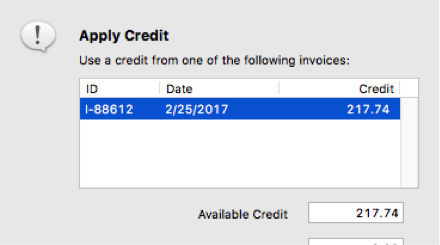Select the credit to apply.