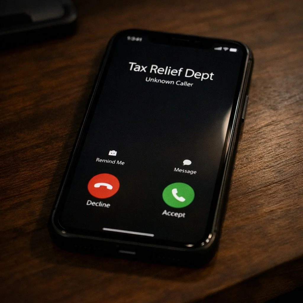 Getting random calls about &ldquo;tax relief&rdquo;? You&rsquo;re not alone 📞

Scammers love this time of year and are pushing fake programs to try and get your info. They&rsquo;ll often sound urgent or say it&rsquo;s your &ldquo;final notice&rdquo;