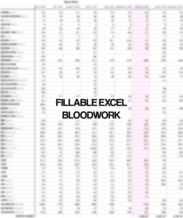 Fillable Bloodwork EXCEL