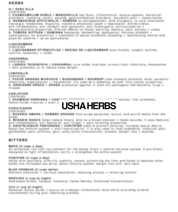 USHA Herb List