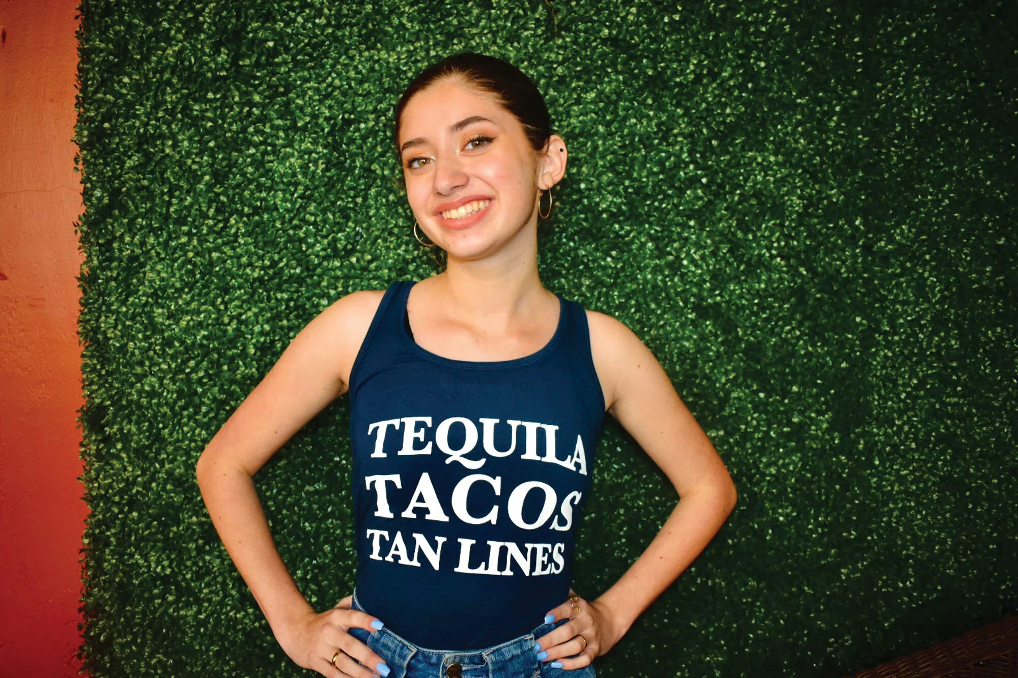 Tequila Tacos Tan Lines Women's Navy Blue Tank Top
