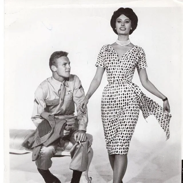 Sophia Loren 1959 film, That Kind of Woman. A Classic film beauty who personifies strong feminity. Dress designer, Samantha Sung channels fashion from the 1950’s & ‘60’s but in cotton stretch fabrics. Blanc carries Samantha Sung dresses and skirts. They sell out quickly for good reason!#samanthasungdress #blancsf #blancsananselmo #classicaline #dresses #prints #hourglass