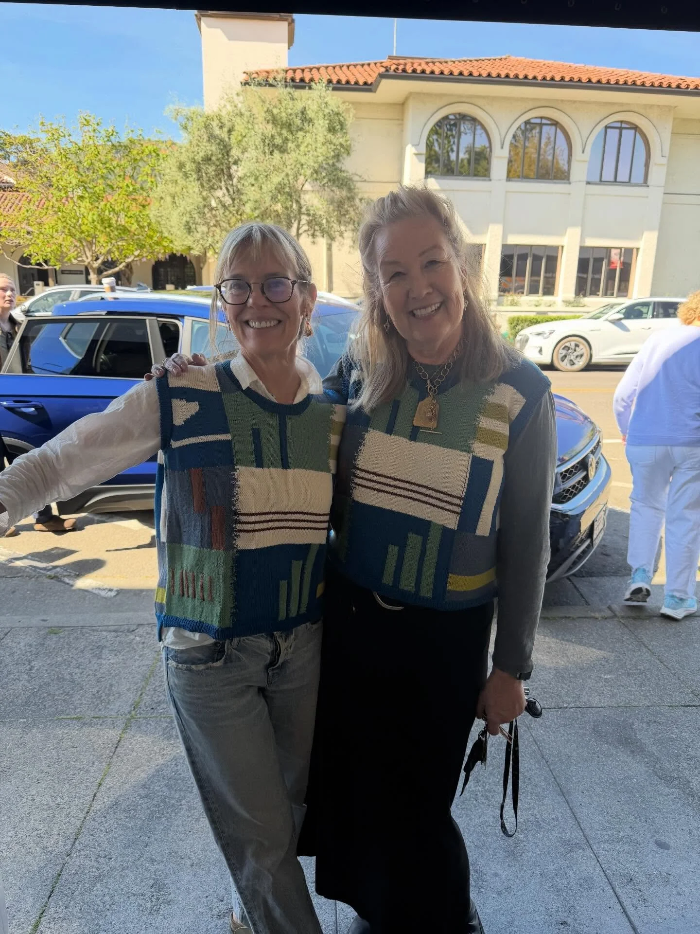 Ouida and Cynthia in new Serienumerica hand made Italian knits that just arrived