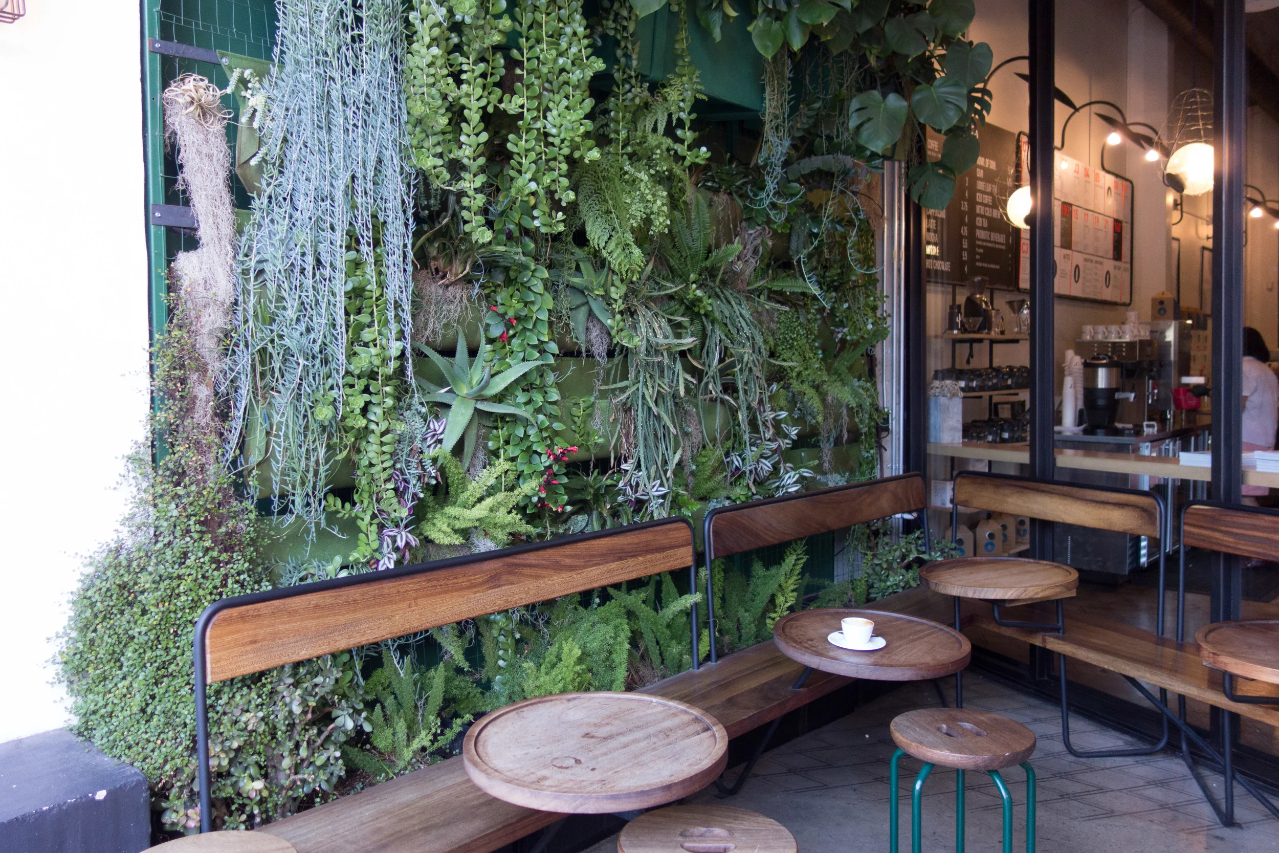 The outdoor space at Verve Coffee Roasters .