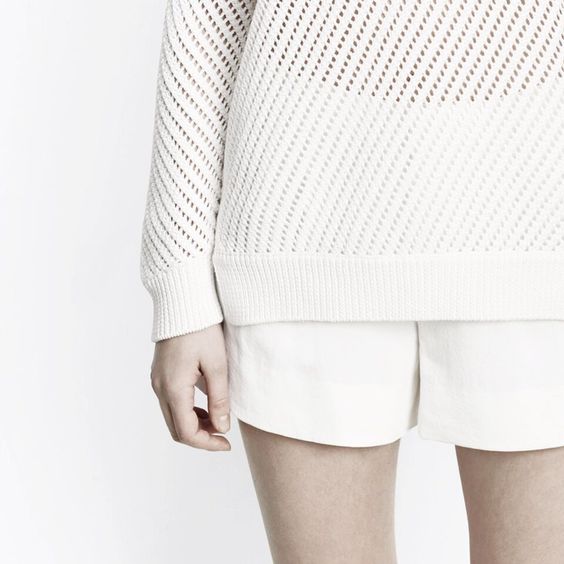 Open weave sweater and shorts by Vince