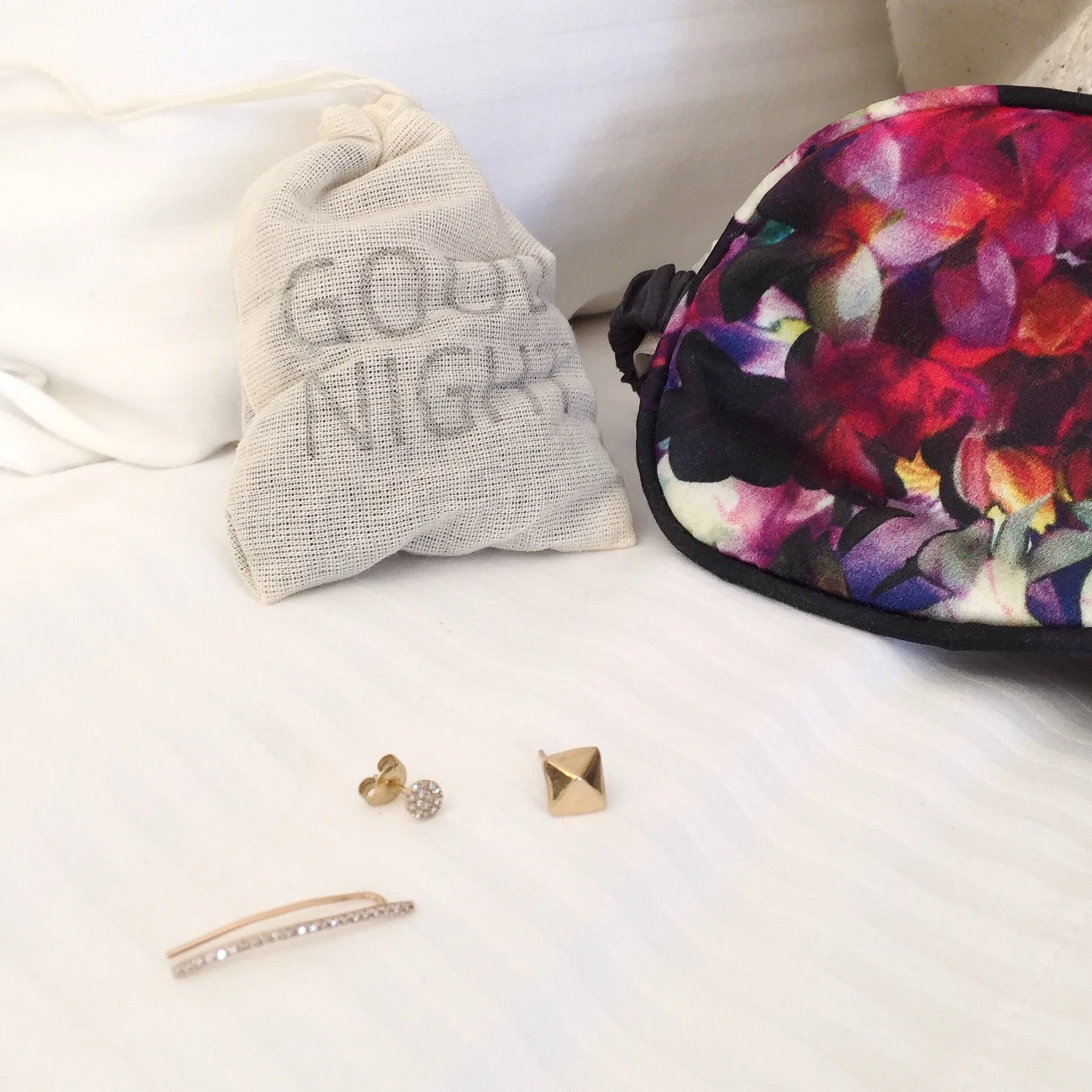 Time for bed! Janna Conner diamond ear crawler , diamond disc , and pyramid stud .