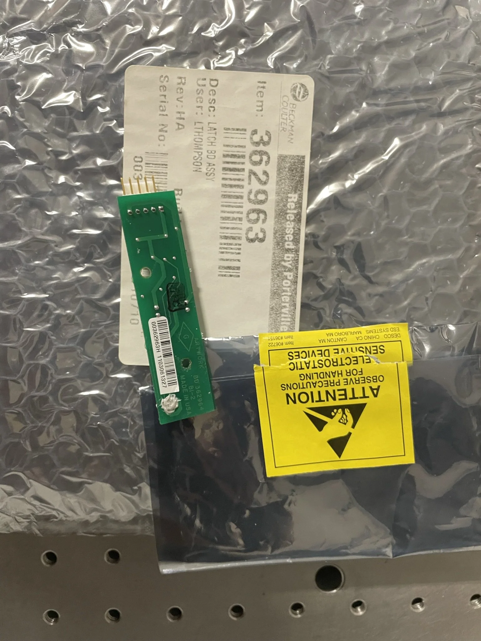 Avanti J Board Assy., Door Latch (PN. 362963)