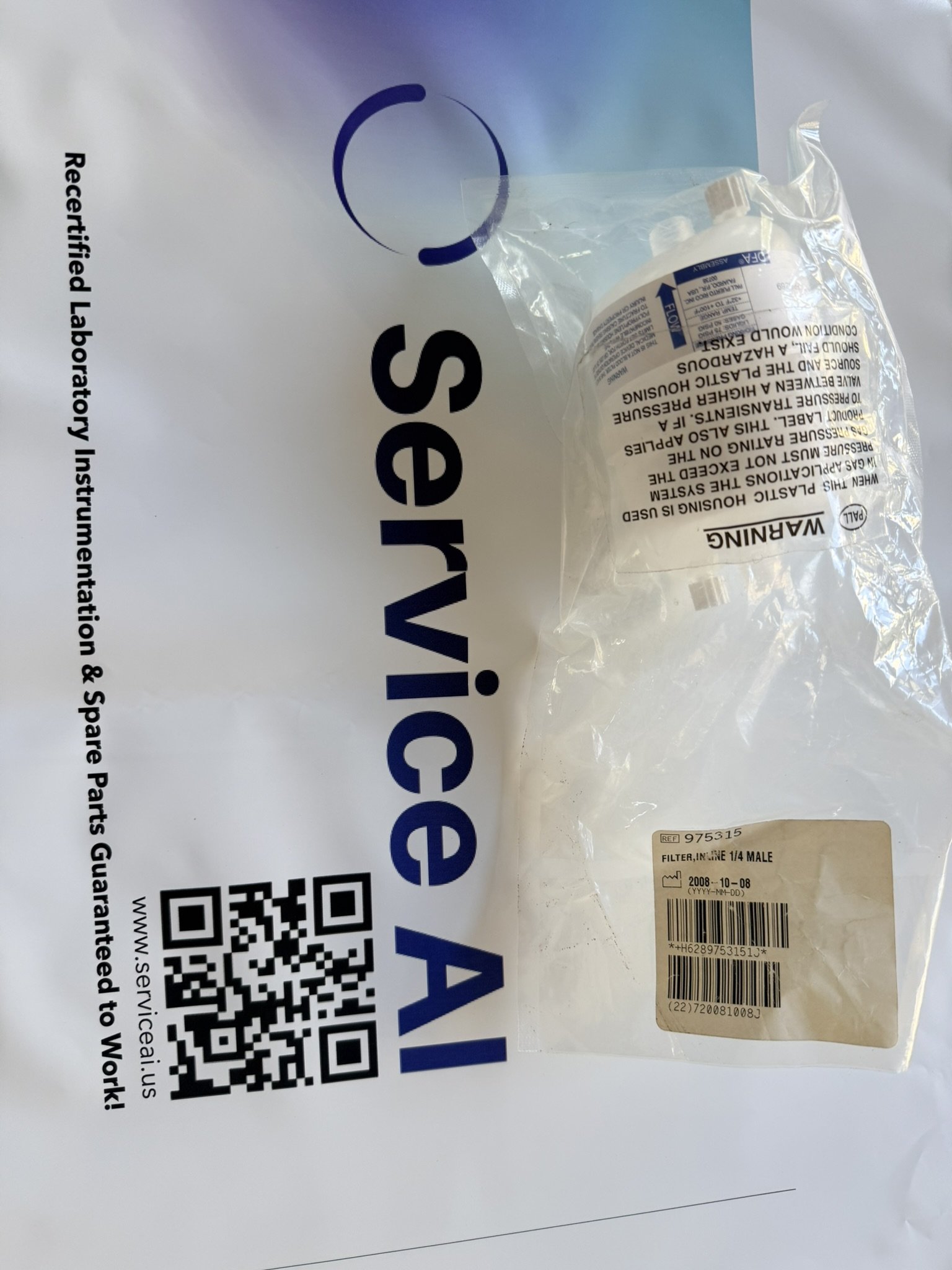 FILTER, INLINE 1/4, MALE NPT; PN. 975315 (NEW)