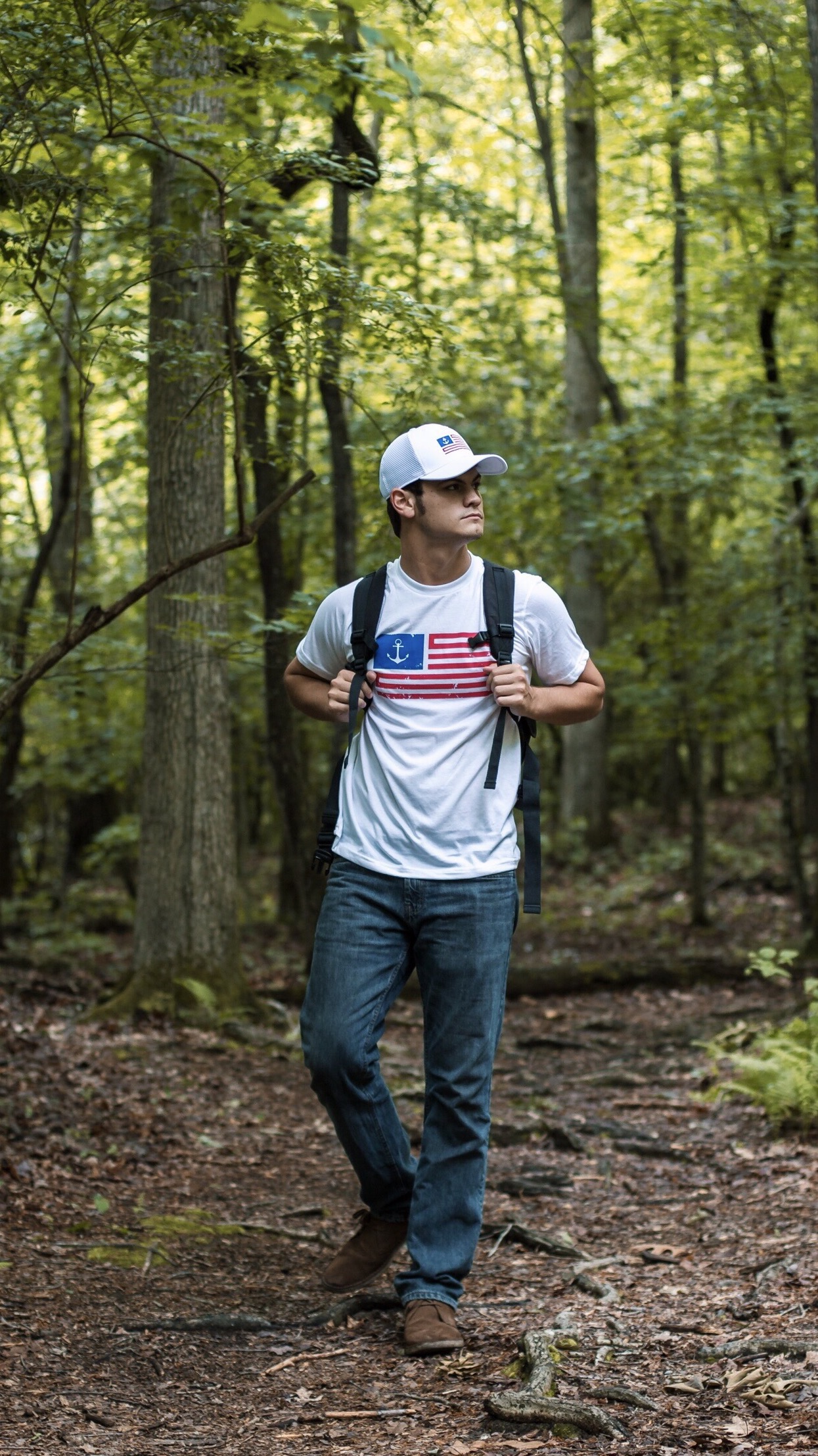 The Old Glory - White / Red &amp; Blue Short Sleeve Tee