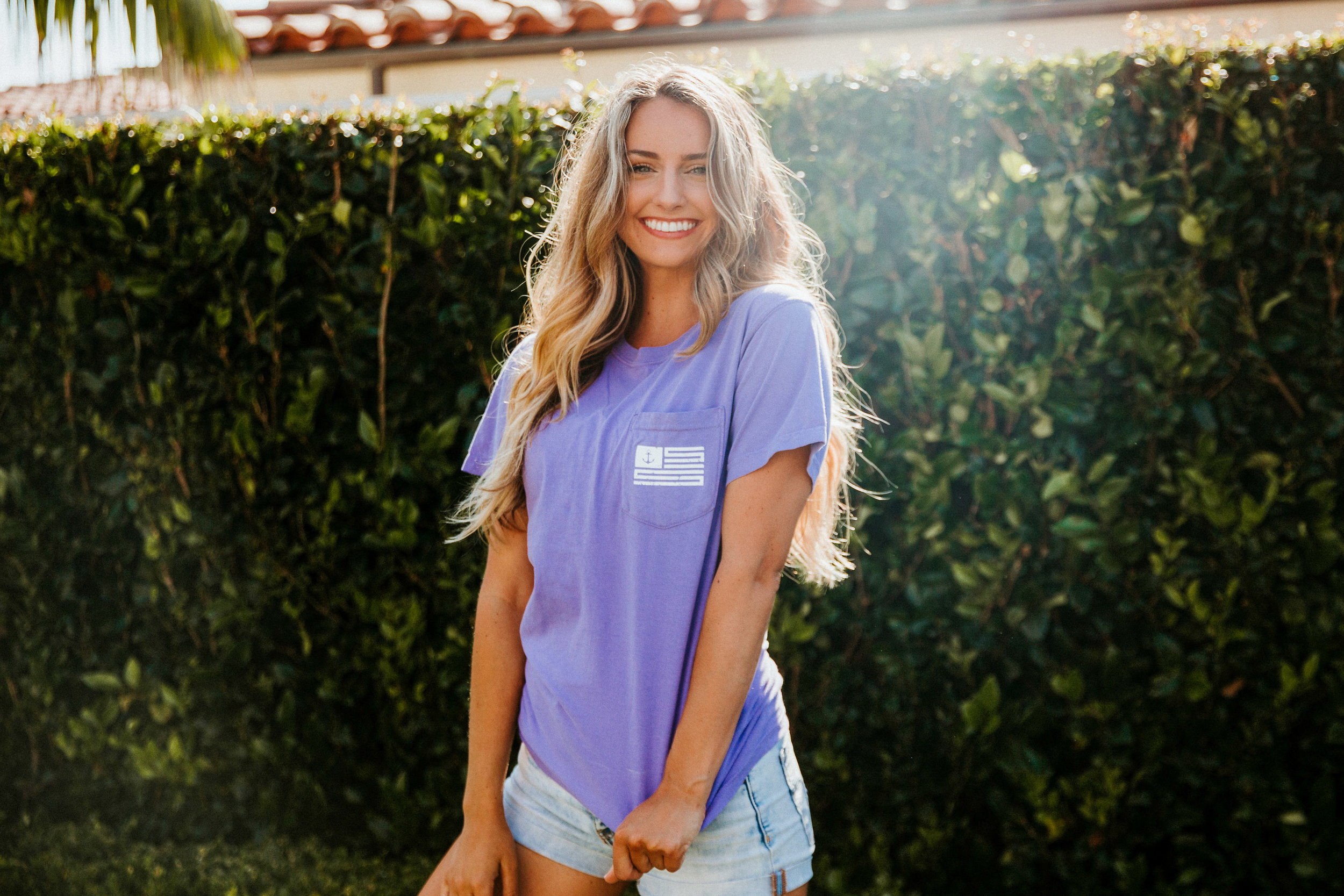 The American - Lilac / White Short Sleeve Tee