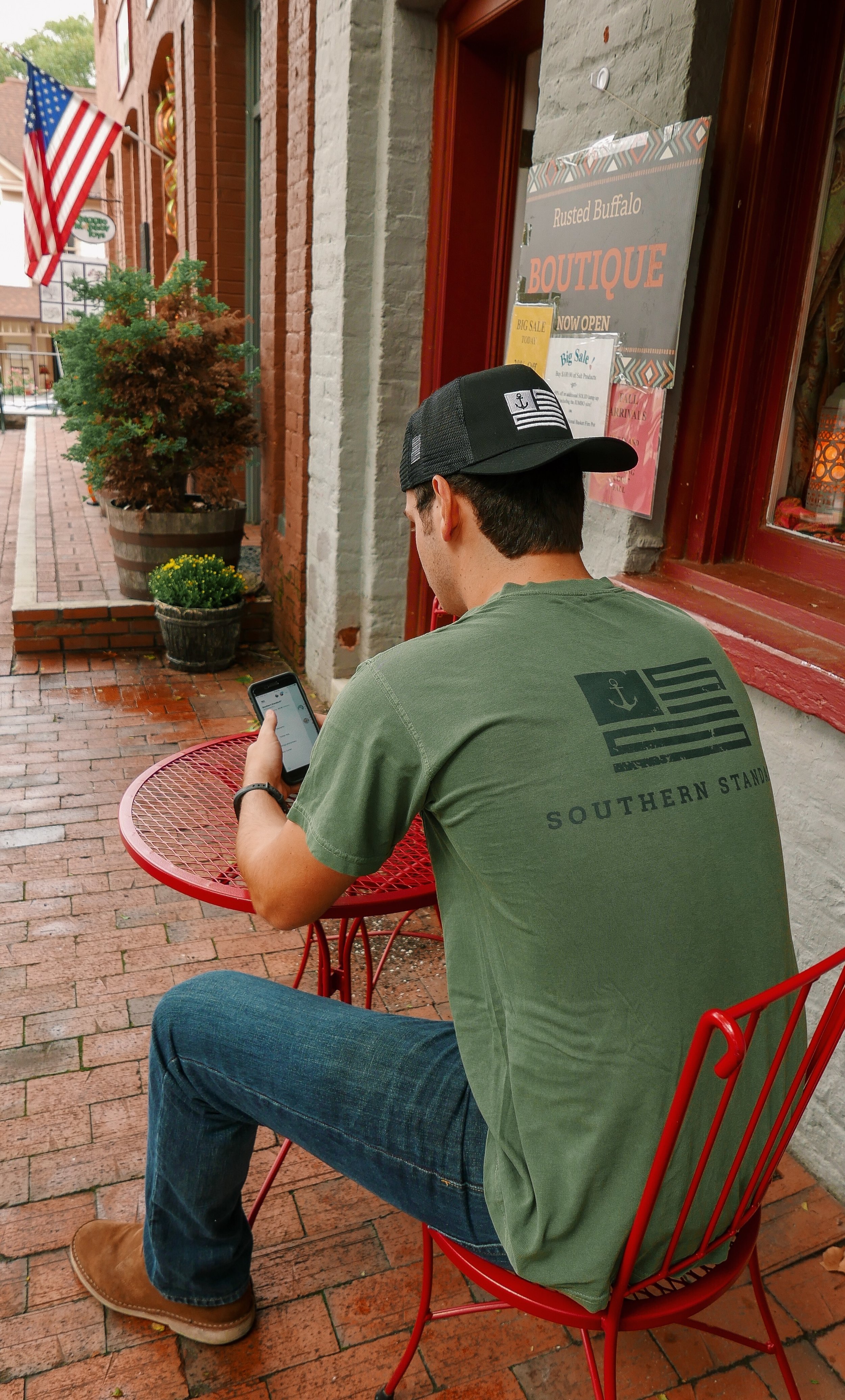 The American - Hemp / Dark Green Short Sleeve Tee