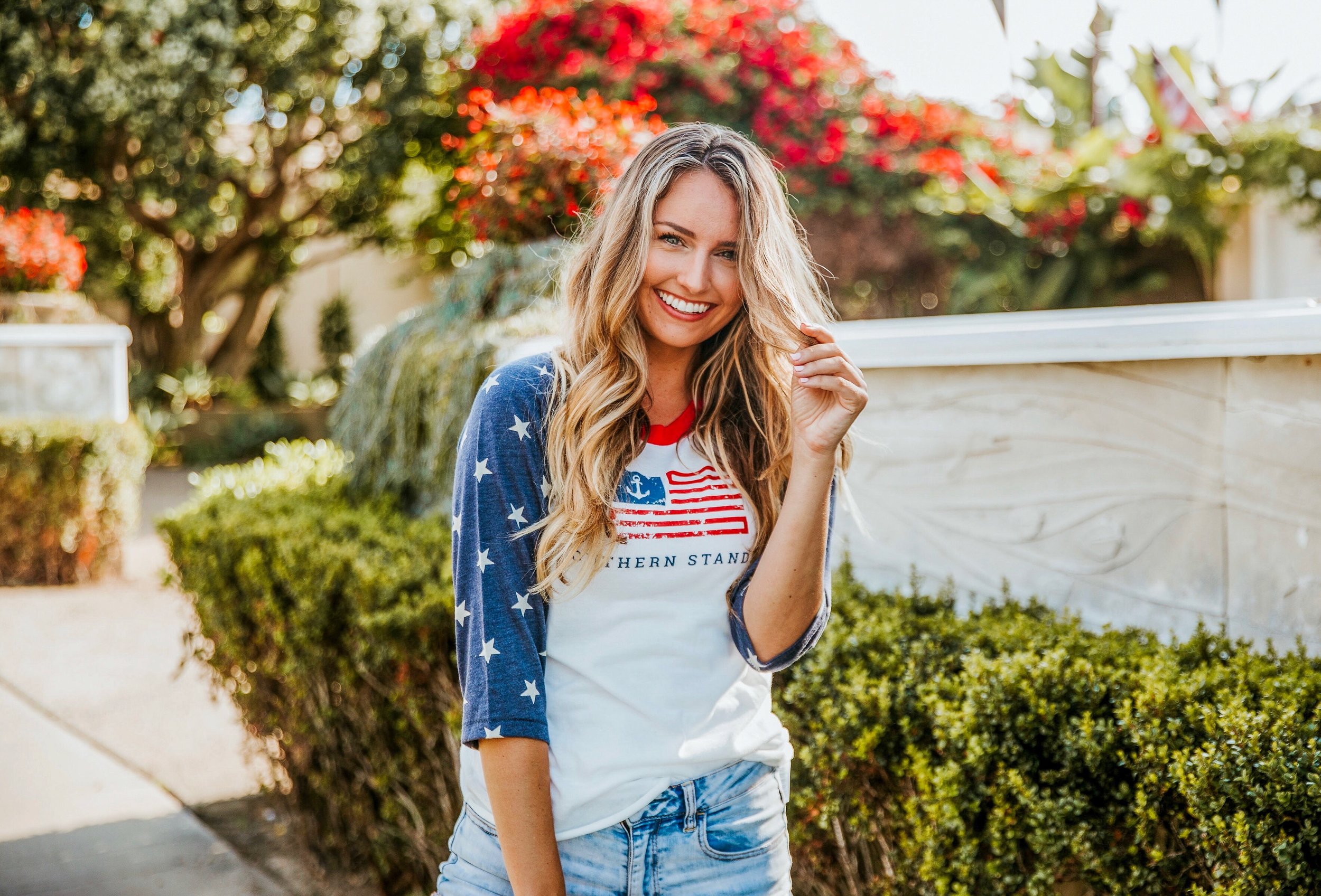 The Old Glory - Red / White / Blue Baseball Tee