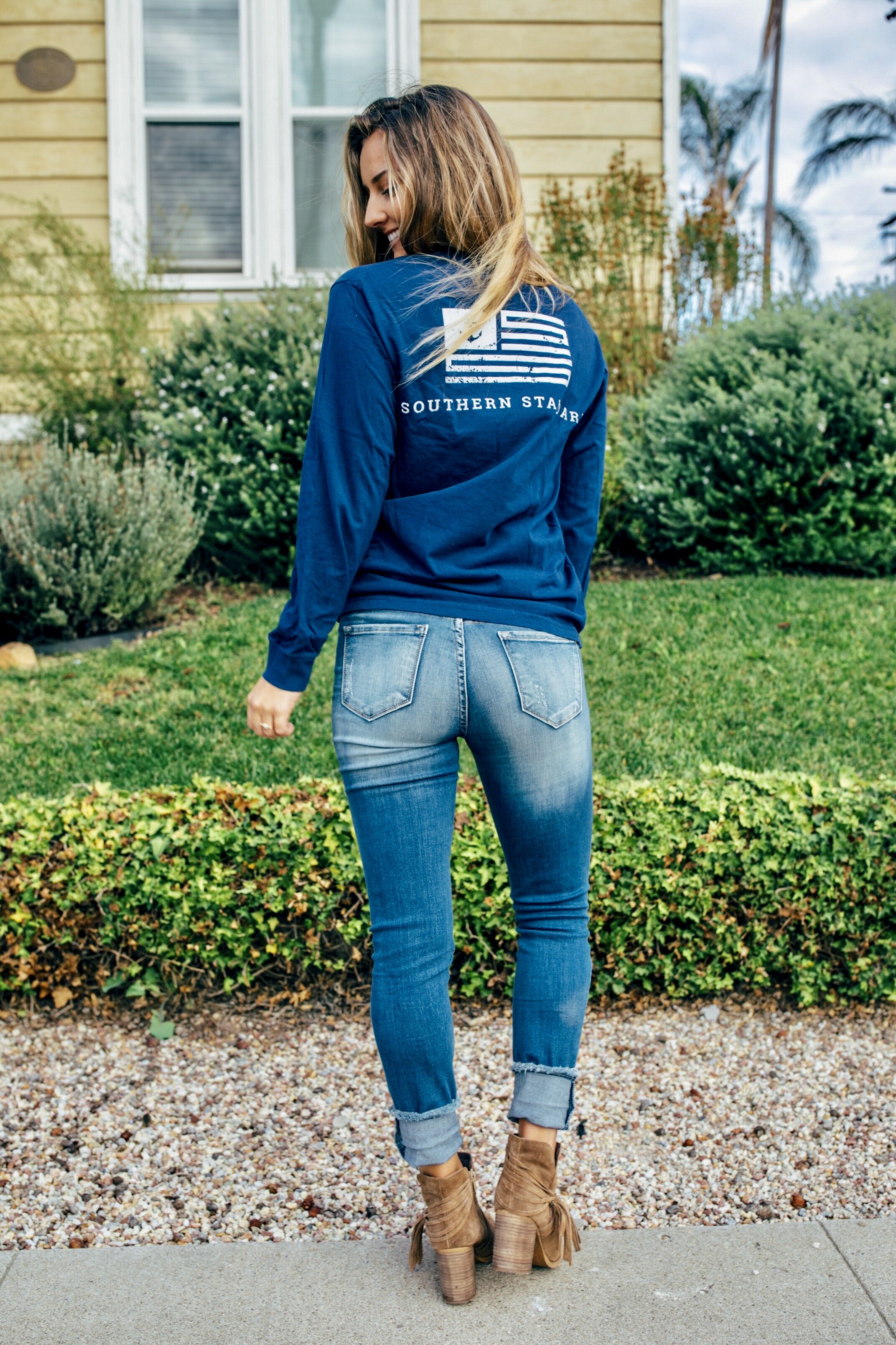 The American - Navy / White Long Sleeve Tee