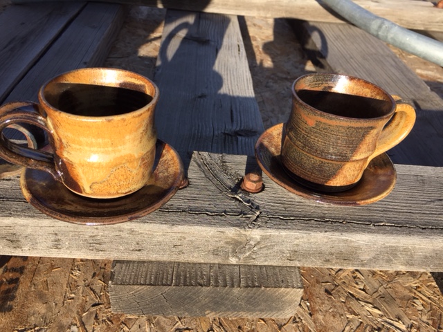 Stoneware Espresso Cups/Saucers!