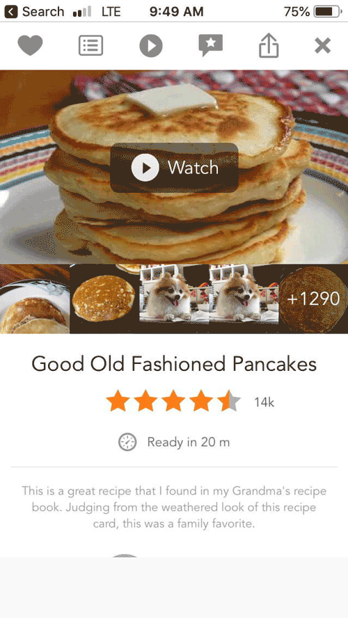 Original Allrecipes in app experience
