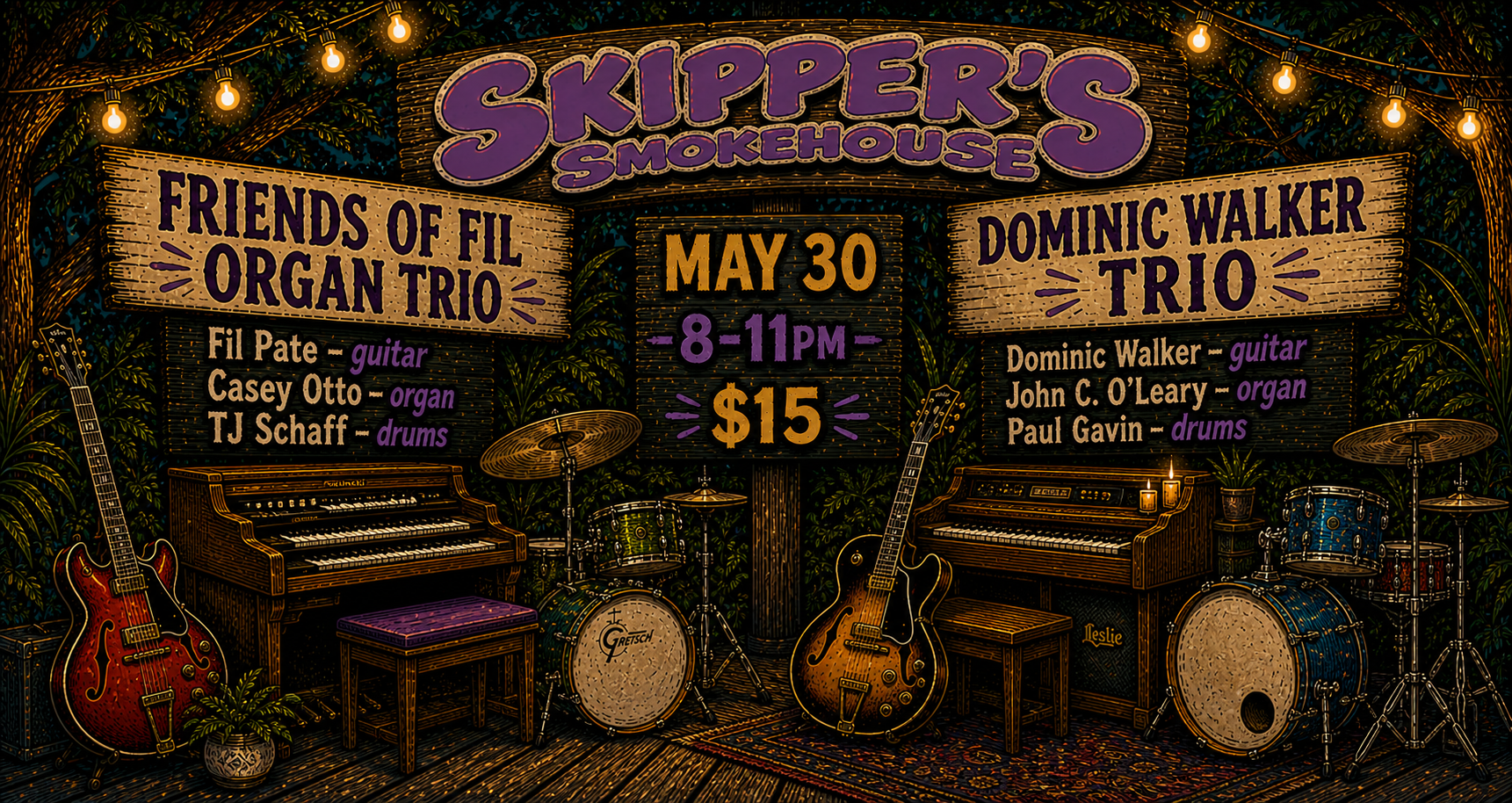 Friends of Fil Organ Trio with Dominic Walker Organ Trio at Skipper's Smokehouse