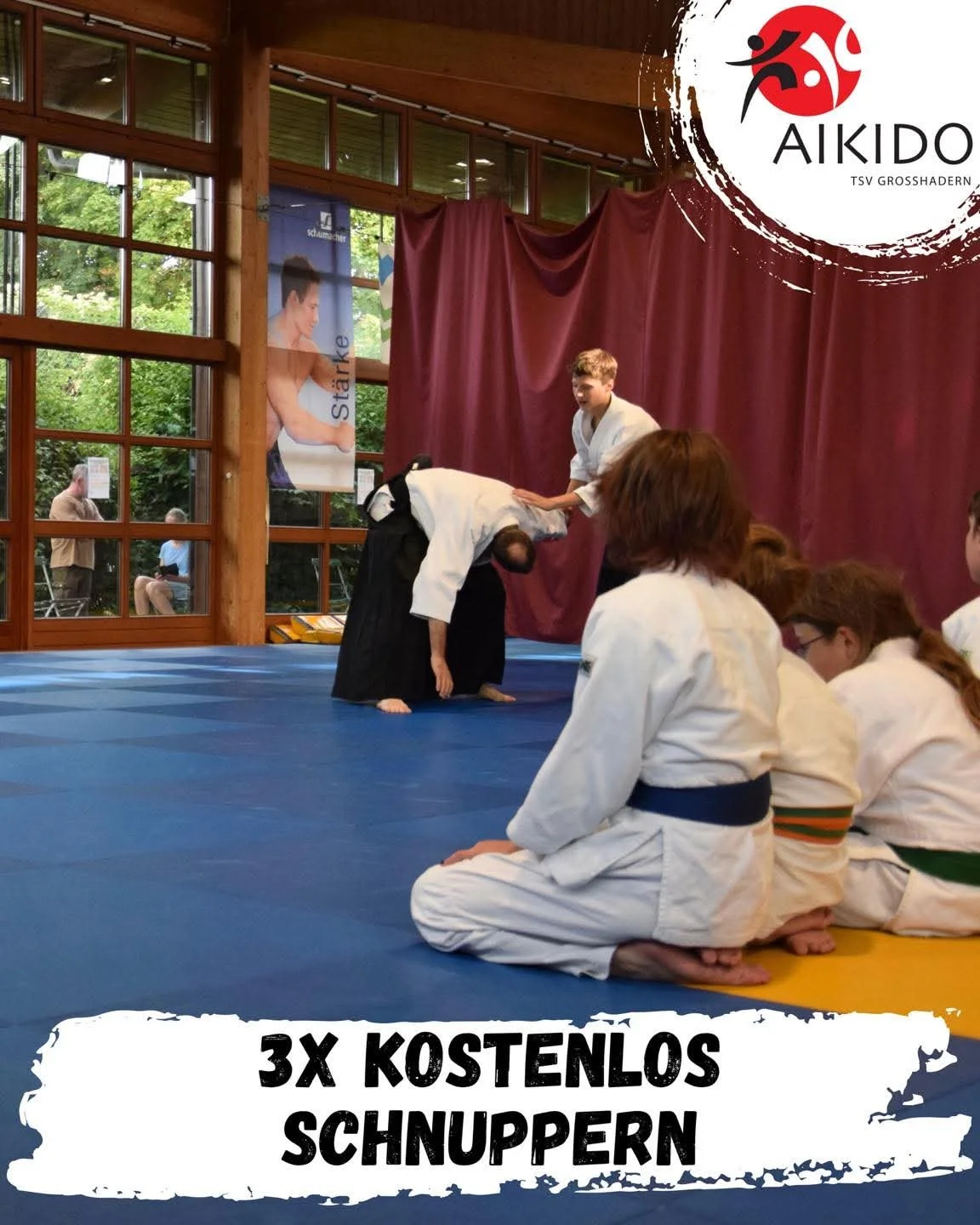 Noch nicht sicher, ob Aikido das Richtige ist? Dann probiere es aus. Bei uns können Kinder drei Trainingseinheiten kostenlose schnuppern. Das ist bereits ab 6 Jahren möglich. Einfach ausprobieren, mitmachen und schauen, ob es passt.