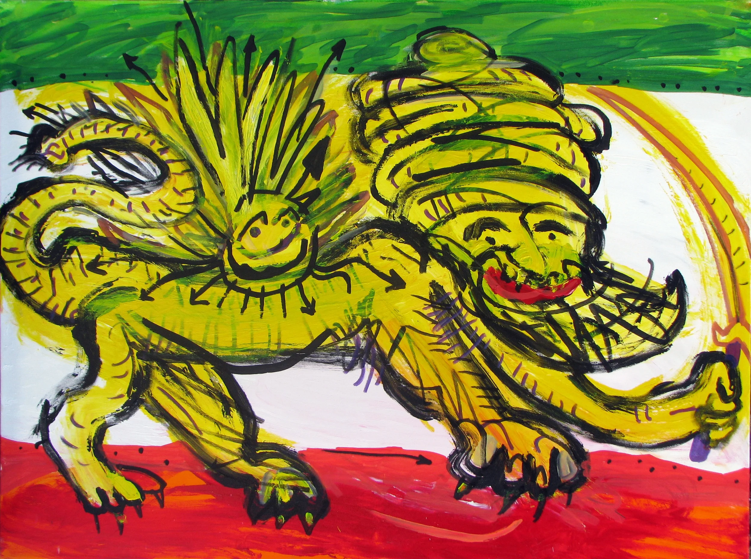    ALI CHITSAZ     ACRYLIC ON CANVAS   122CM X 152CM&nbsp;  2015 , iranian flag, iran flag, red, green, yellow, white,&nbsp; 