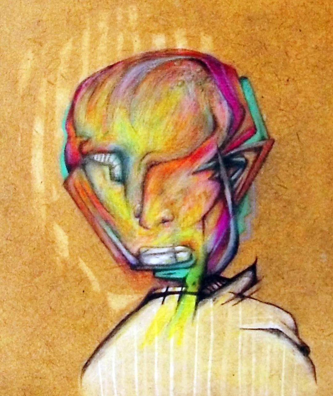 Disloque rígido con camisa a rayas.