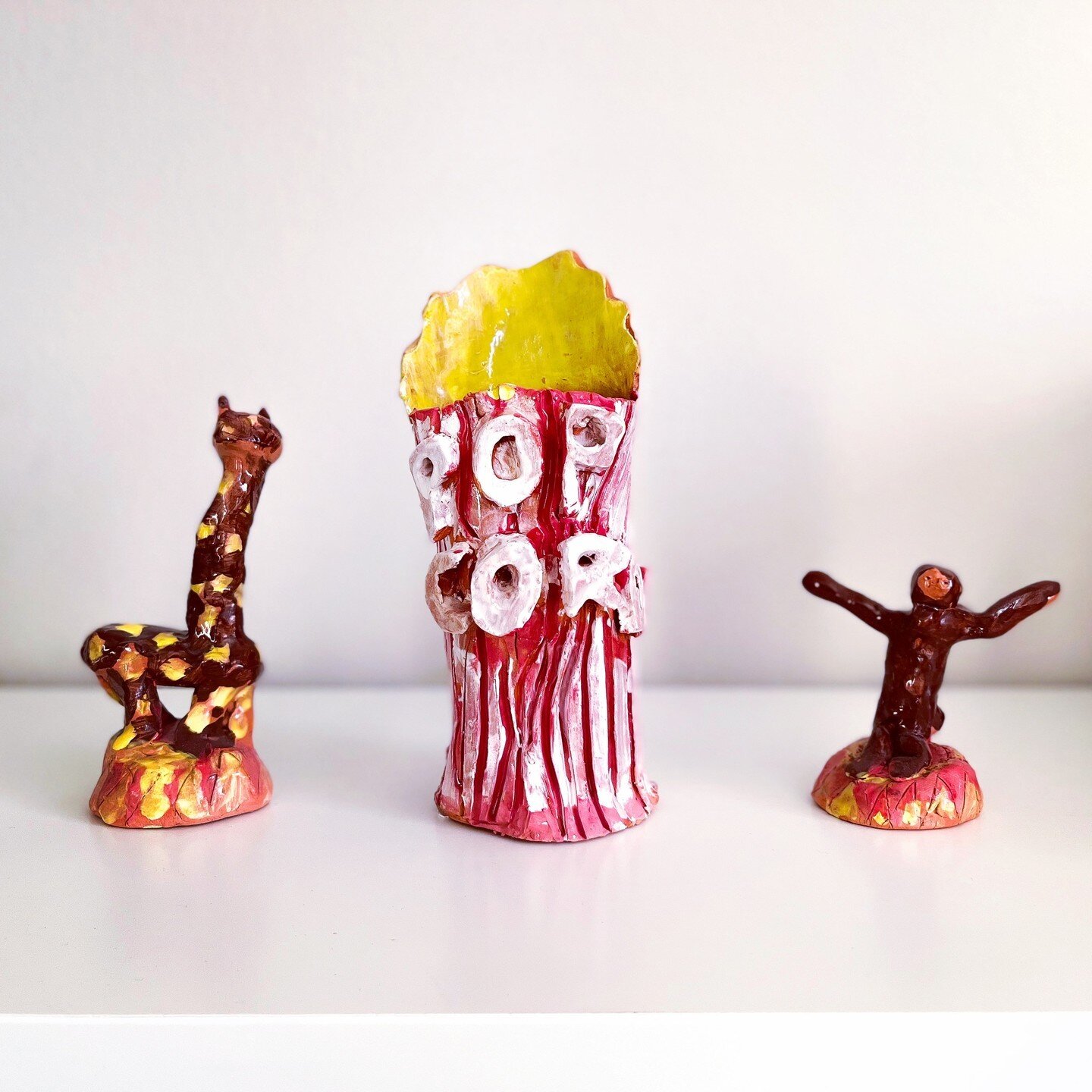 My Favorite Things, Entry #4⁠
⁠
This ceramic circus from my son's stint at a clay camp in Bozeman, Montana sits in my studio. He made these pieces when he was 7 or so (7 years ago!) and I love them. I also feel they fit my studio aesthetic, which is 