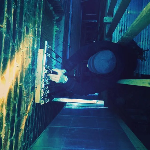 Joey C. Piping in a 30' shaft-way. 
@joseph_poison 
#NYCLMC
#hvaclife