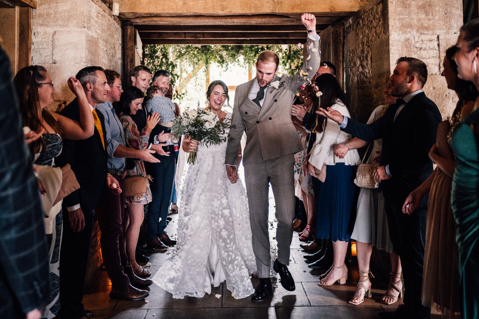 ceremony exit stone barn cotswolds