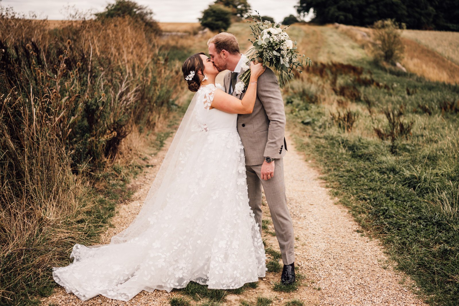 Bride and Groom Stone Barn Wedding cotswolds
