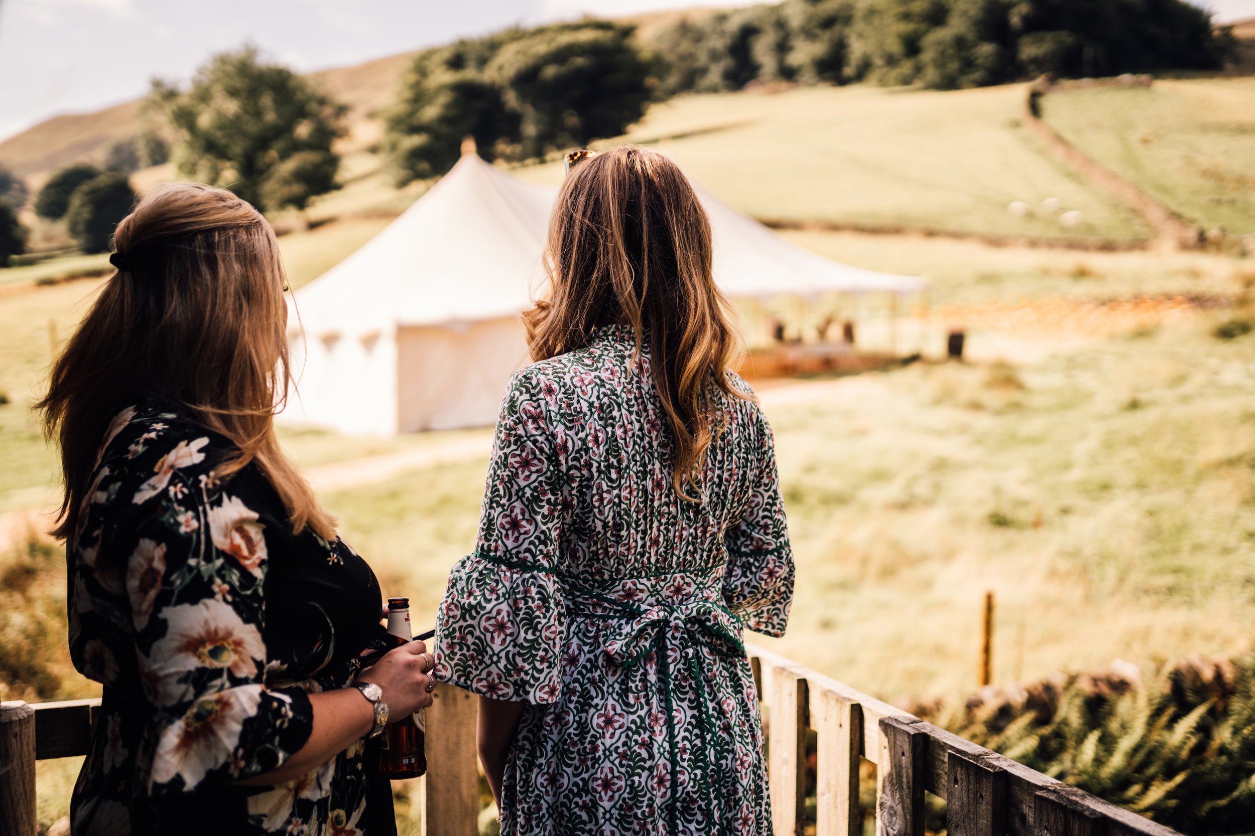 guests look over edale gathering marquee