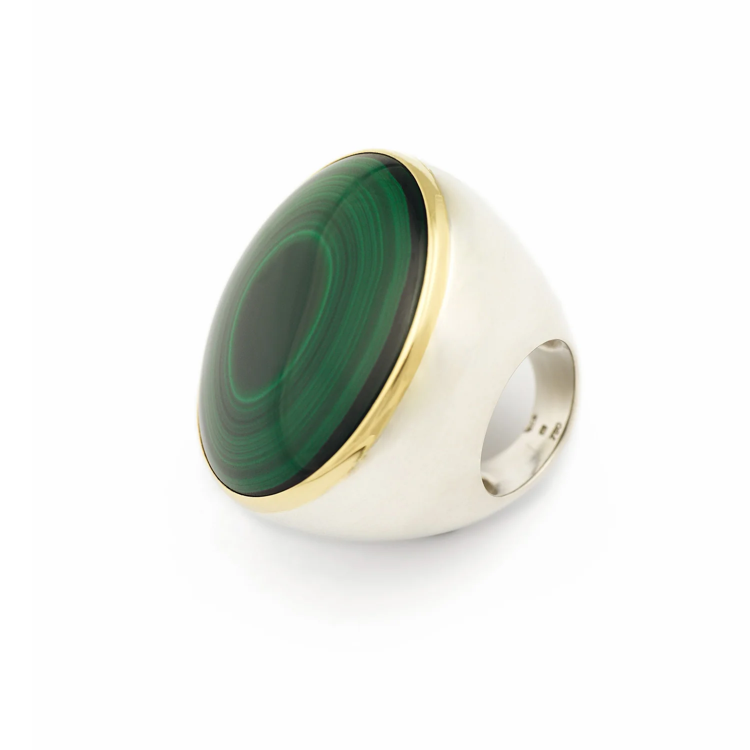ring malachite - gold - silver